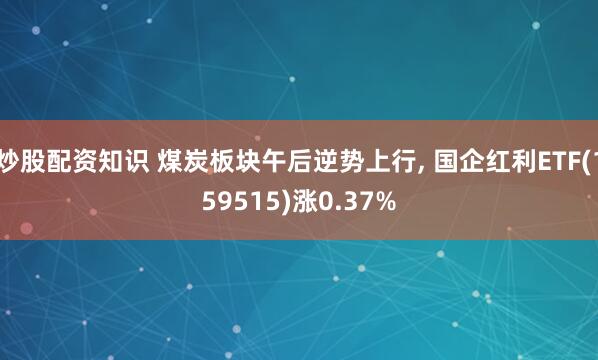 炒股配资知识 煤炭板块午后逆势上行, 国企红利ETF(159515)涨0.37%