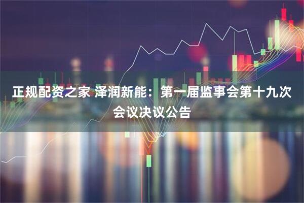正规配资之家 泽润新能：第一届监事会第十九次会议决议公告
